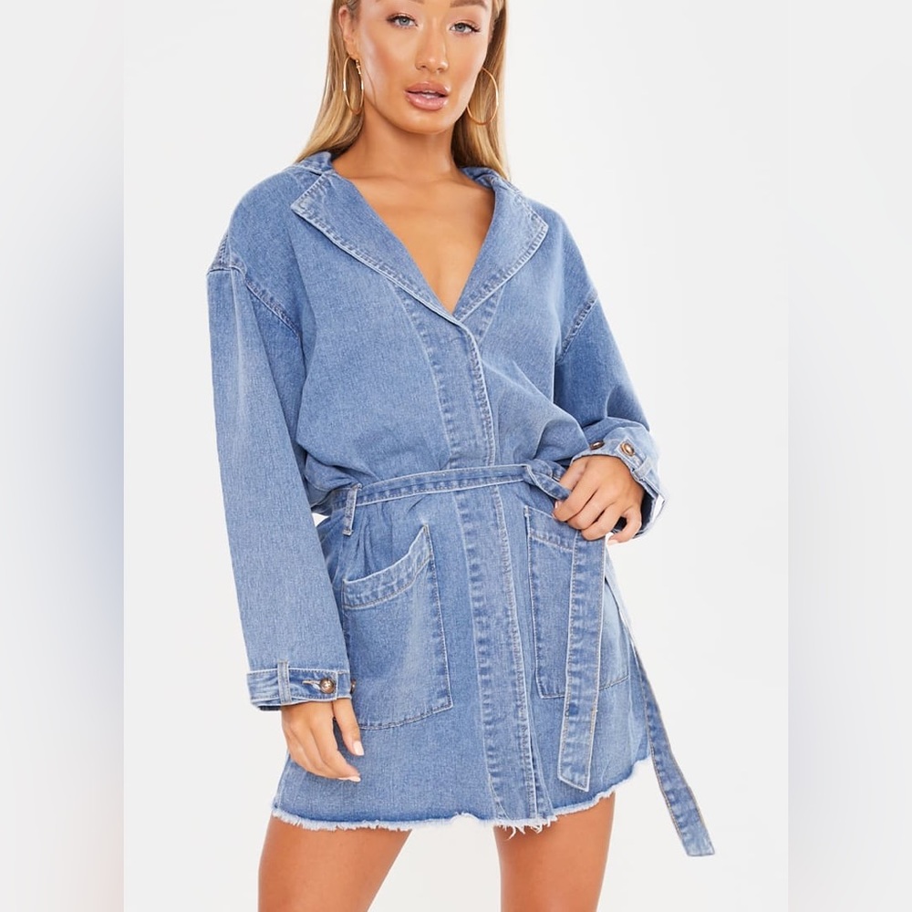 Laila Loves Denim Wrap Trench Style Mini Dress